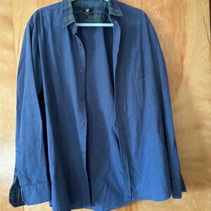 Steel and Jelly Men's Blue Shirt Jacket with Plaid Accents